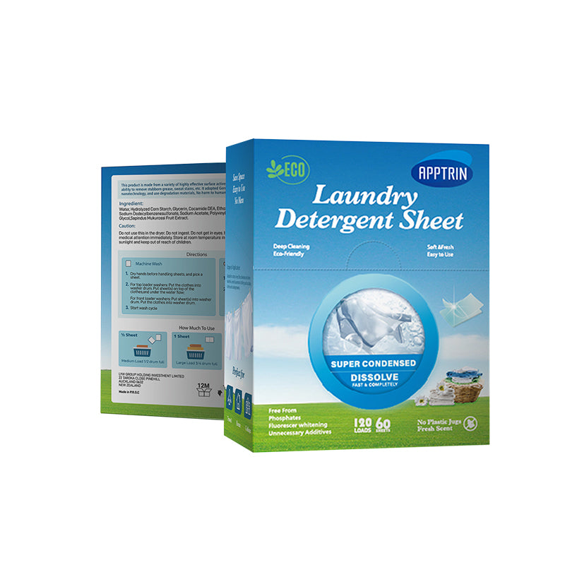 APPTRIN Laundry Detergent Sheets 120 Load,Fresh Scent Travel Laundry Sheets  Washing Sheets for Home Dorm Travel 60 Sheets