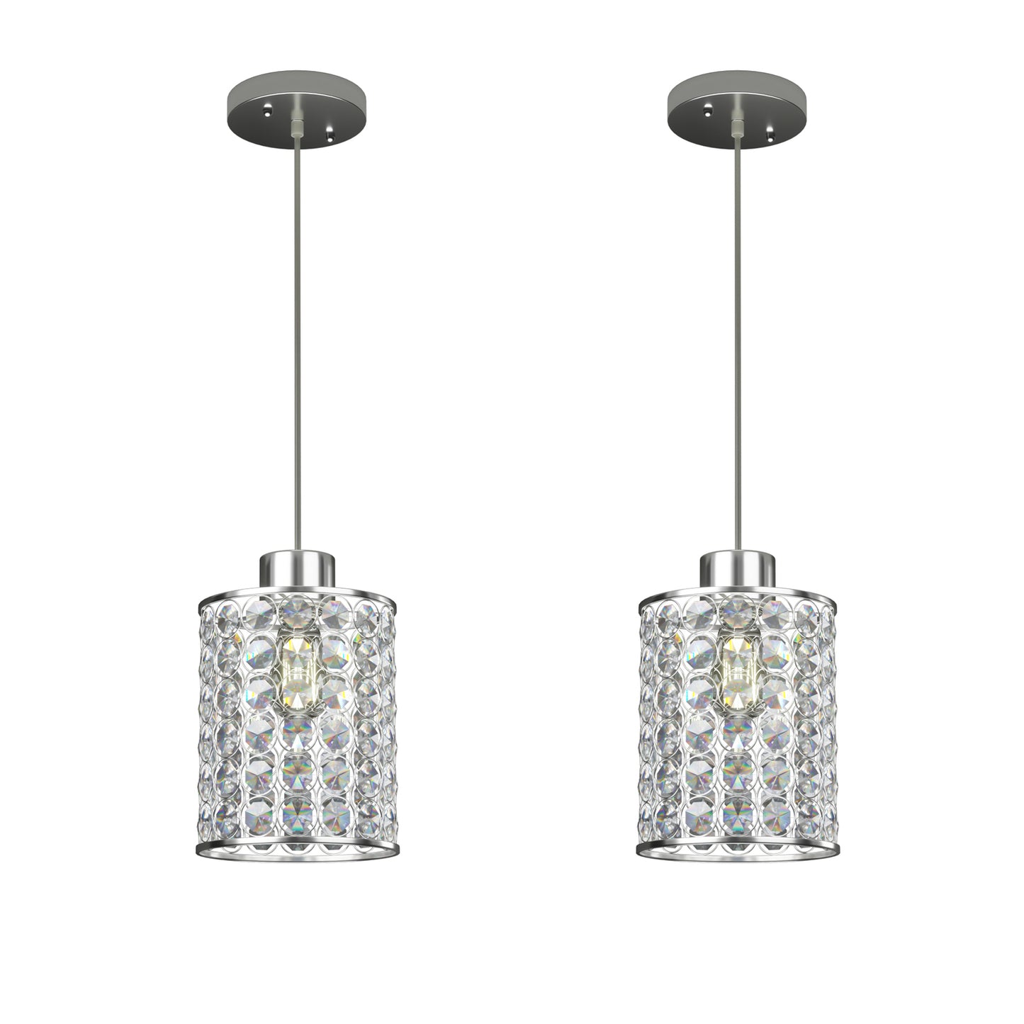 Fegarolam Crystal Pendant Lights for Living Room Dinning Room 2 Pack